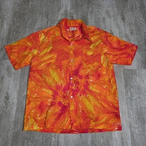 Vintage Kawika Hawaiian Bright Retro 70's Floral Button Up Shirt - Picture 1 of 9