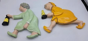 Set Arnels Wall Decor Husband Wife Bathroom Hanging Rush to the Outhouse Vintage - Picture 1 of 2