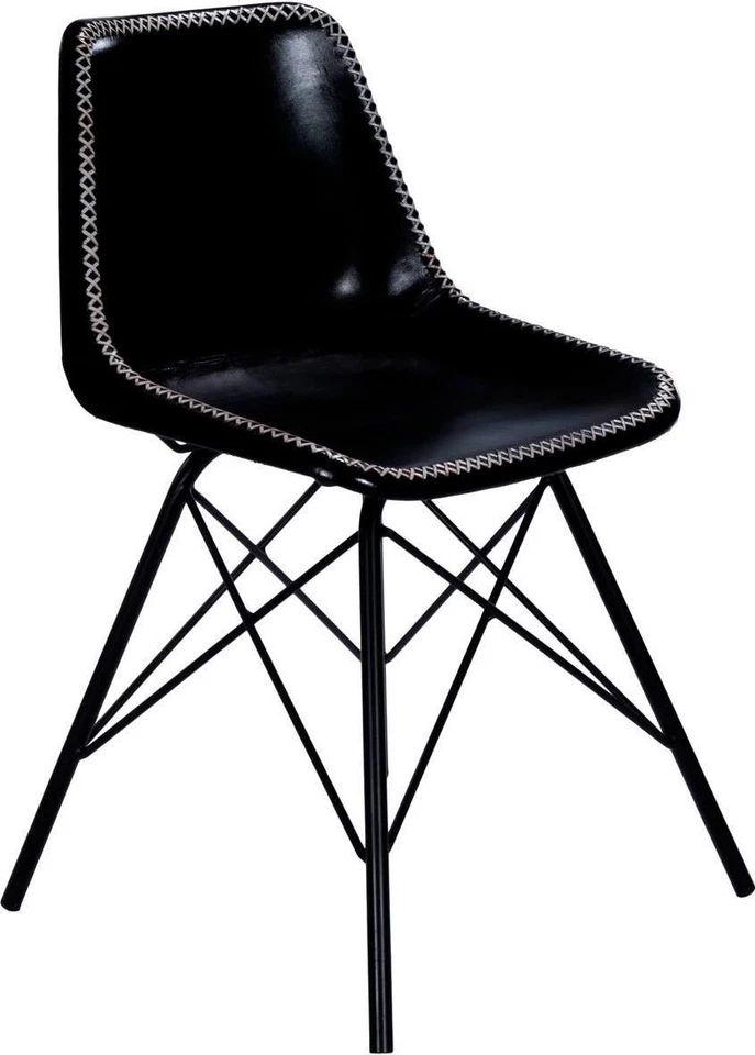 Современный черный кожаный боковой стул Discover Butler - Изображение 1 из 1