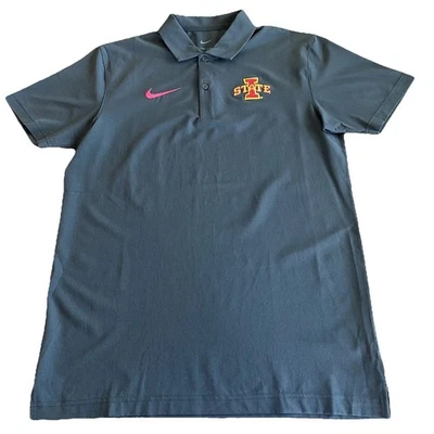 NWT Nike Iowa State Cyclones Woven Black Dri-Fit Polo Size Men's Small - Image 1 of 4
