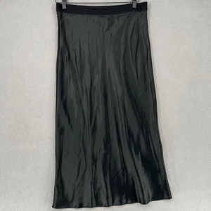 Falda Seed Heritage para mujer 14 negra satinada elástica midi elástica básica minimalista - Imagen 1 de 12