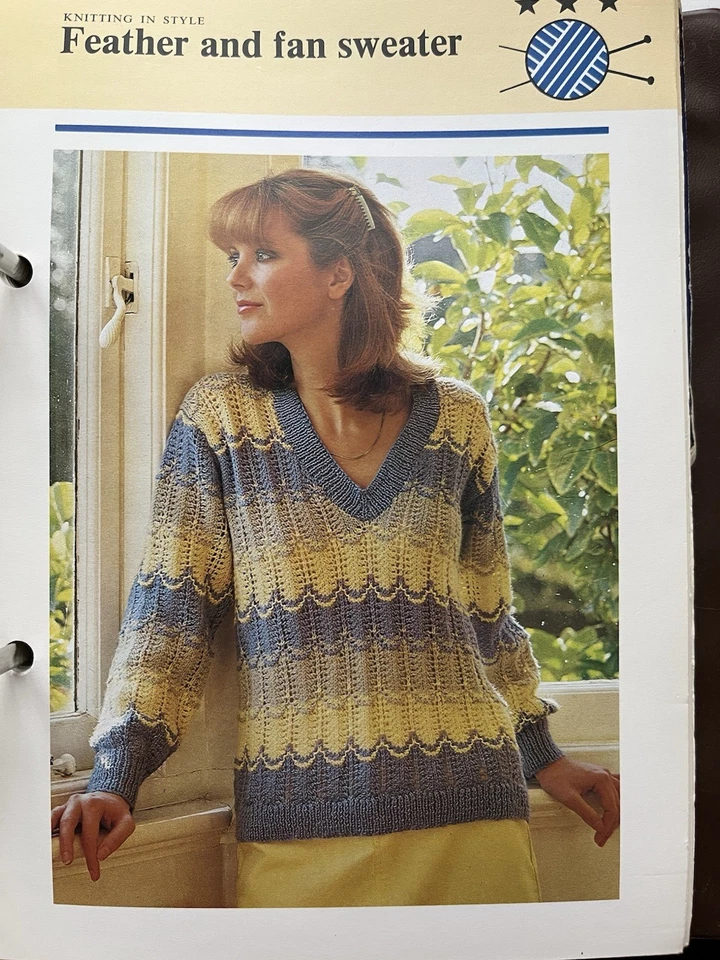 Original Knitting Pattern - Ladies V Necked Sweater Jumper Top - Image 1 of 1