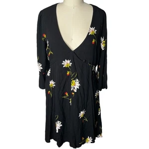 Free People Time on My Side Black Wrap Dress Size Medium - Picture 1 of 5