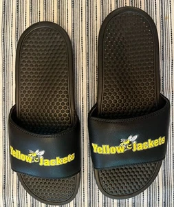 GEORGIA TECH YELLOW JACKETS BRAND NEW SLIDES SIZE 7 OR 7 1/2 CALVIN JOHNSON - Picture 1 of 2