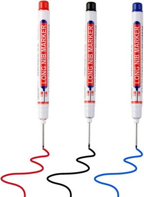 FENGMANG Acfun 3Pcs Long Head Marker Pens Multi-Purpose Deep Hole Pens Deep Drill Hole Lo