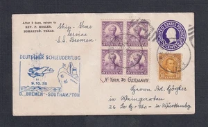 USA 1935 'BREMEN’ SHIP TO SHORE CATAPULT PS COVER MEGARGEL TEXAS TO GERMANY - Picture 1 of 2