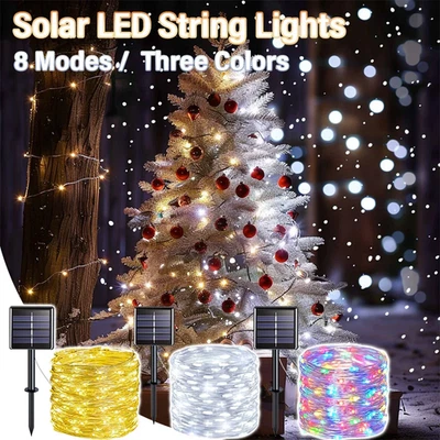 200LED Solar String Lights Outside Christmas Lights Outdoor Fairy Lights Tree  - Image 1 of 4