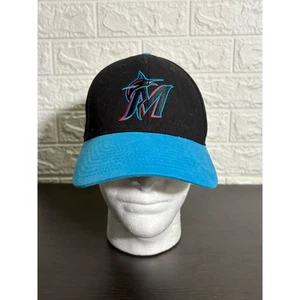 Cappello berretto baseball Miami Marlins MLB nero blu regolabile adulto fan preferito - Foto 1 di 8