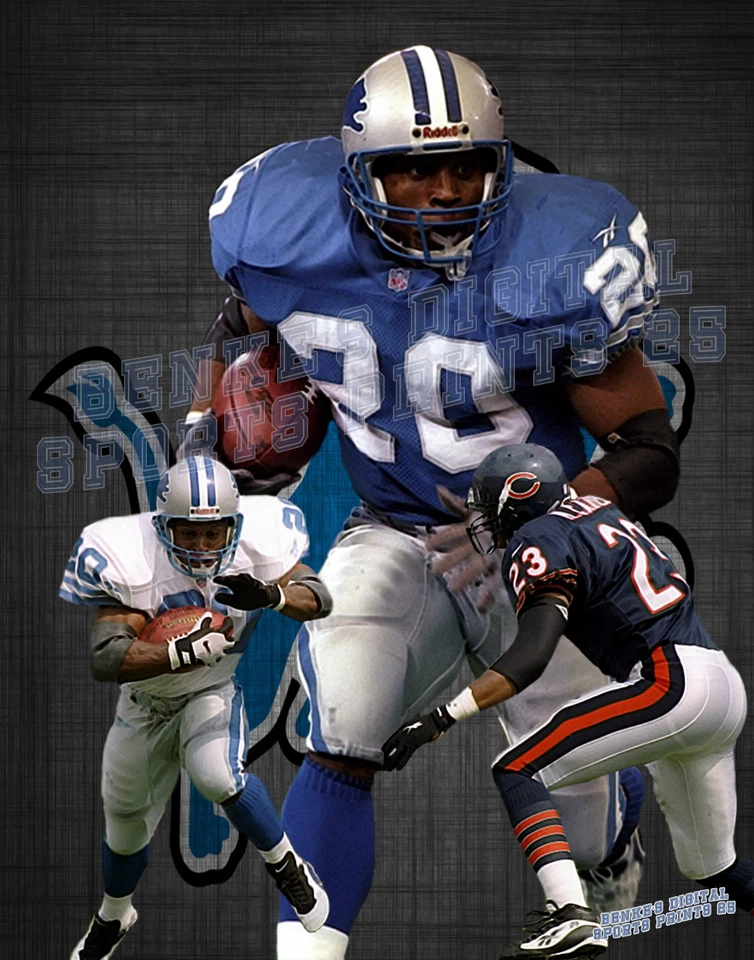 Impresión litográfica de los Detroit Lions de Barry Sanders 11 x 14 Foto 1 de 1