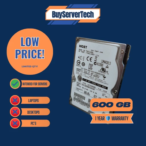 0B25662 Hitachi Ultrastar 600GB 10K 6G 64MB 2.5" SAS Hard Drive HUC106060CSS600 - Image 1 of 2