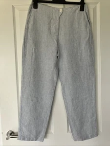 lrh BRORA PANTALONE BLU PALLIDO E BIANCO 10 righe lino leggero gamba dritta - Foto 1 di 8