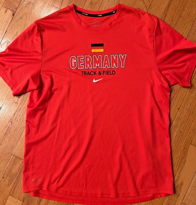 Camiseta deportiva nacional Nike Deutschland Alemania atletismo roja grande Olimpiadas Foto 1 de 2