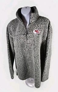 NFL Team Apparel KC Chiefs grau schwarz 1/4 Zip Pullover Large Sherpa Fleece neuwertig  - Bild 1 von 6