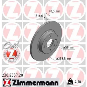 Zimmermann OE Coat Z Brake Rotor Pair 257mm Front 230.2357.20 - Picture 1 of 2