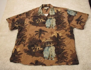 Camicia hawaiana Tommy Bahama seta bottoni tiki taxi elefanti reali XXL tropicale - Foto 1 di 9