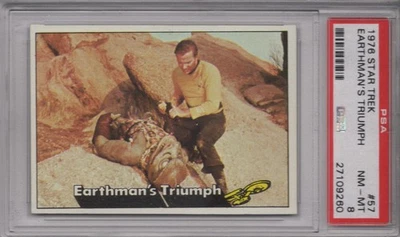 Earthman's Triumph Kirk/Gorn 1976 Topps Star Trek PSA 8 NM-MT Graded Card #57 - Image 1 of 2