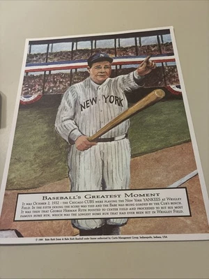 Babe Ruth Painting Baseball’s Greatest Moment Copy 1989 Authorized Made In uSA - Image 1 of 4