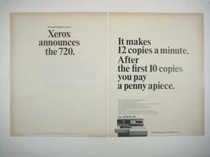 Xerox 720 Vintage 1960s Print Advertisement 12 Copies A Minute Promo 2 Page - Picture 1 of 2