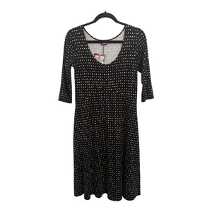 Salaam Dress Women’s Small Black Multi Polka Dot Scoop Neck 3/4 Sleeves - Picture 1 of 12