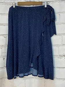 Gilli Abbott Faux Wrap Knit Skirt Navy Polka Dot Ruffle Hem 2X NWT Stitch Fix - Picture 1 of 7