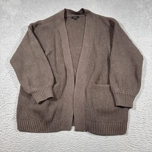 QUINCE maglione cardigan oversize donna taglia M 100% cotone biologico marrone aperto - Foto 1 di 6