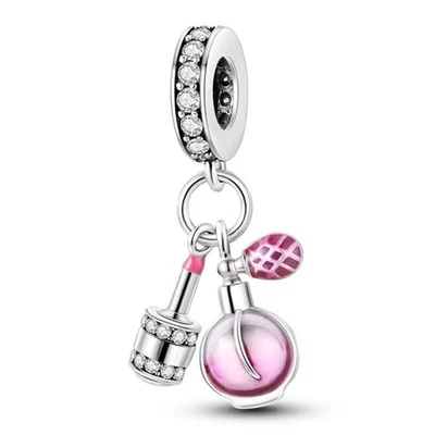 Collar Pulsera Pandor Ajuste Dije Colgante Lápiz Labial Perfume, Plata de Ley 925 Foto 1 de 4