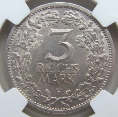 Weimar Republic 3 Reichsmark 1932 F IN Extremely fine / Brillant uncirculated - Image 1 of 4