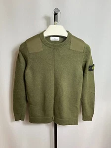 STONE ISLAND JUNIOR WOOL CASHMERE SWEATER GREEN KHAKI MENS SZ 12 - Picture 1 of 9