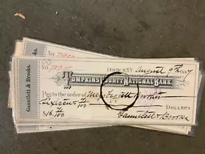 Gauntlett & Brooks The Tompkins County National Bank, 1887 Bank Check Ithaca NY - Picture 1 of 1