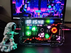 RGB LED Clock DIY Digital Tube Atmosphere Clock Desktop Decoration Accessories - Picture 1 of 8