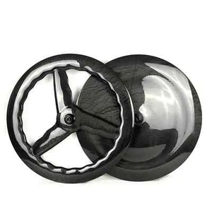 700C Road Bicycle Carbon Fiber Wave Wheelset Front 3 Spokes Rear Disc Wheels - Picture 1 of 19