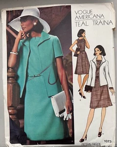Vogue Americana 1073 Teal Traina Size 14 Jacket Dress Vintage Sewing Pattern - Picture 1 of 2