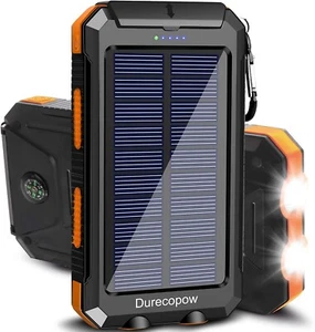 20000mAh Solar Charger, Waterproof Power Bank with Dual USB & LED Flashlight - Picture 1 of 9