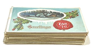 Bundle Lot of 50 Vintage New Year Postcards Floral Landscapes Early 1900s 1910s - Picture 1 of 10