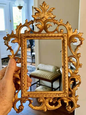 Rare Art Nouveau Gilt Cast Iron Picture Frame Mirror 19th Century - Image 1 of 4