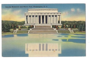 LINCOLN MEMORIAL and MIRROR POOL Washington DC Postcard Linen 1941 - Picture 1 of 2