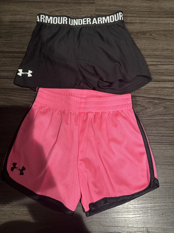Under Armour Girls Athletic Running Shorts  Size 5 Pink And Black - Image 1 of 1