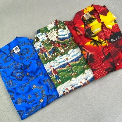 LOTE DE 3 camisas hawaianas grandes multicolores Kennington Royal 52x32 para hombre Foto 1 de 4
