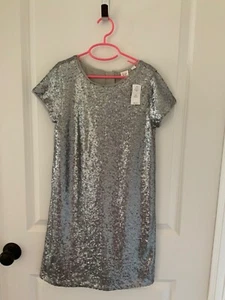 Gap Kids Girls Silver Sequin Sparkle Dress L Large 10 NWT - Picture 1 of 1
