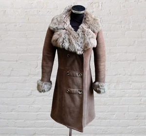 Damen beige ledermantel lammfell ledercoat vintage 70 jahre Größe S - Bild 1 von 10