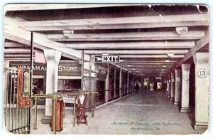 1920 ENTRADA WANAMAKER'S GRANDES ALMACENES FILADELFIA ESTACIÓN DE METRO 13 ST - Imagen 1 de 2