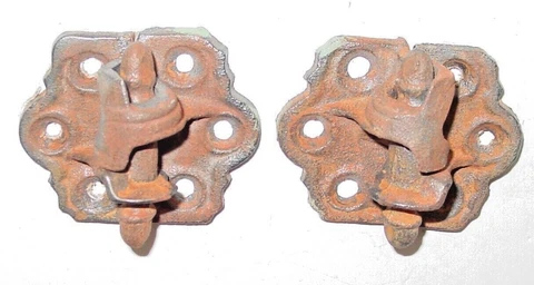 Antique Vintage Cast Shutter Blind Scalloped Butterfly Hinge Left & Right Set Cover