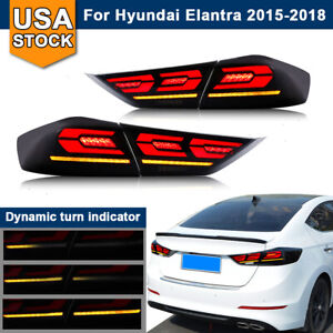 LED Tail Lights For Hyundai Elantra 2015-2018 Smoke Rear Lamp Start up Animation