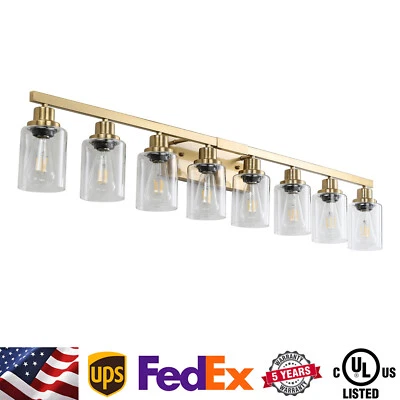 Lámpara de tocador 8 luces 51"" aplique dorado para espejo de baño lámpara LED de pared Foto 1 de 4