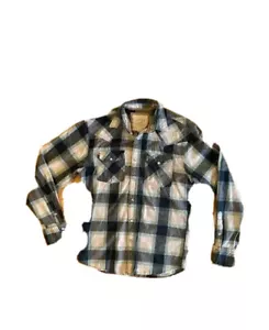 Pearl Snap Button Shirt Mens Brush Popper Western Plaid Ditch Plains Small - Picture 1 of 10