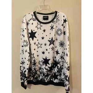 Men’s Fresh Hoods Sweatshirt NWT graphic Print Stars Black White Size L - Picture 1 of 8