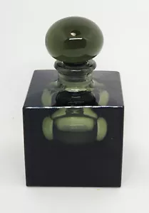 Kleiner Vintage quadratischer schwarzer Glas Kristall Parfum Flakon Art Deco sehr selten - Bild 1 von 14