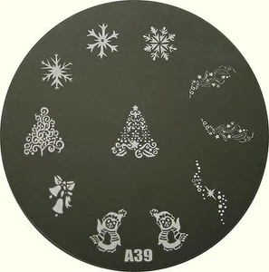 Stamping Schablone A39,Weihnachtsmotive, Stempelschablone, Nail Art Stempel - Bild 1 von 1