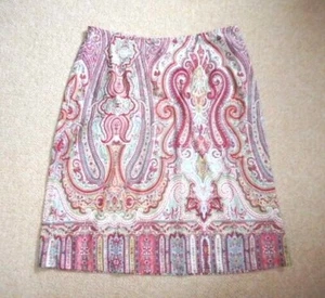 Womens Skirt-VAN HEUSEN-white/red/blue/green paisley 100% Cotton BOHO-6/8 - Picture 1 of 3