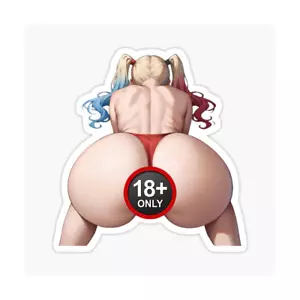 Sexy Anime Sticker blue red hair bend over Women Explicit Beautiful Gorgeous - Picture 1 of 1